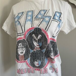 Kiss women’s short Sleeve Tee - White and Blue